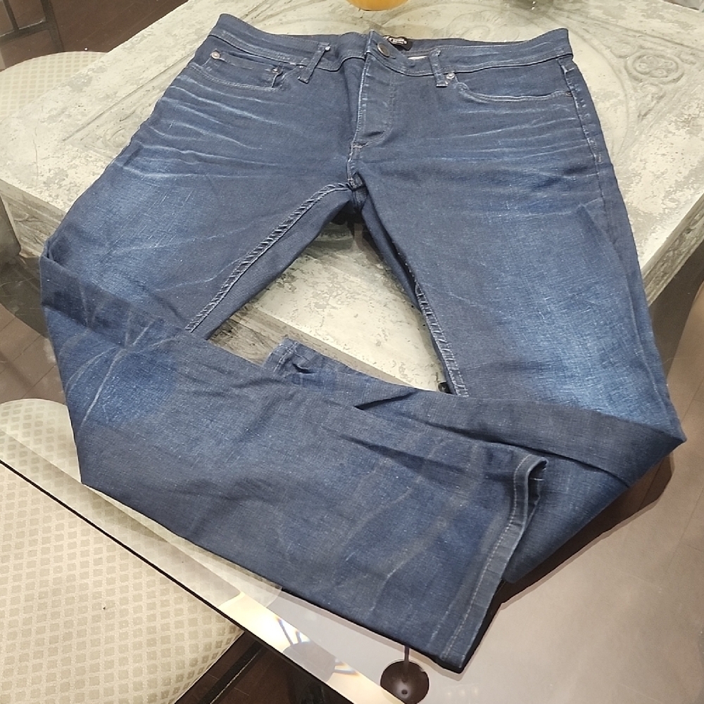 Jack and Jones mens slim straight fit indigo blue euro jeans 33 x 32 new